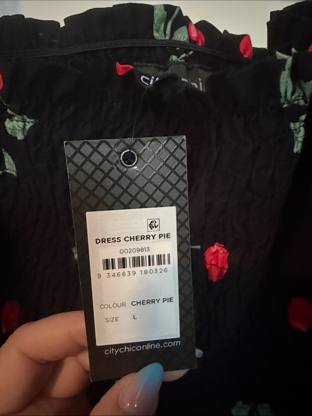 City Chic Black Cherry Print Off-Shoulder Dress size 20 - Picture 2 of 6